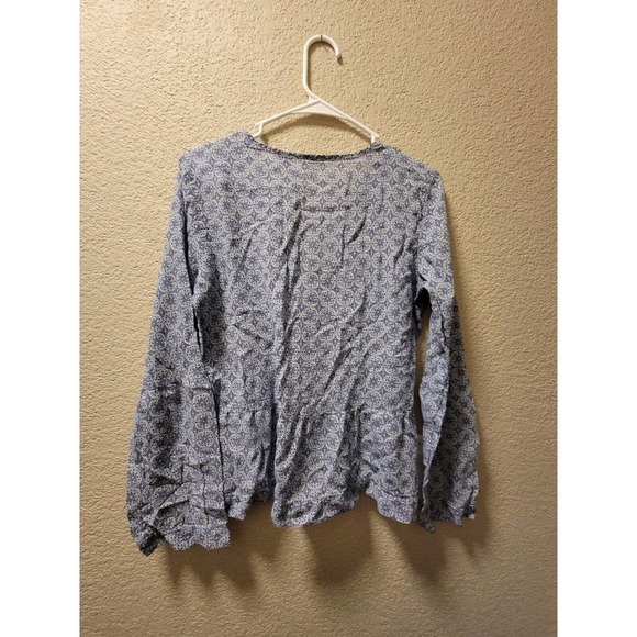 American Eagle Outfitters Women’s Sz M Blue Floral Tie-Front Blouse - Picture 4 of 4